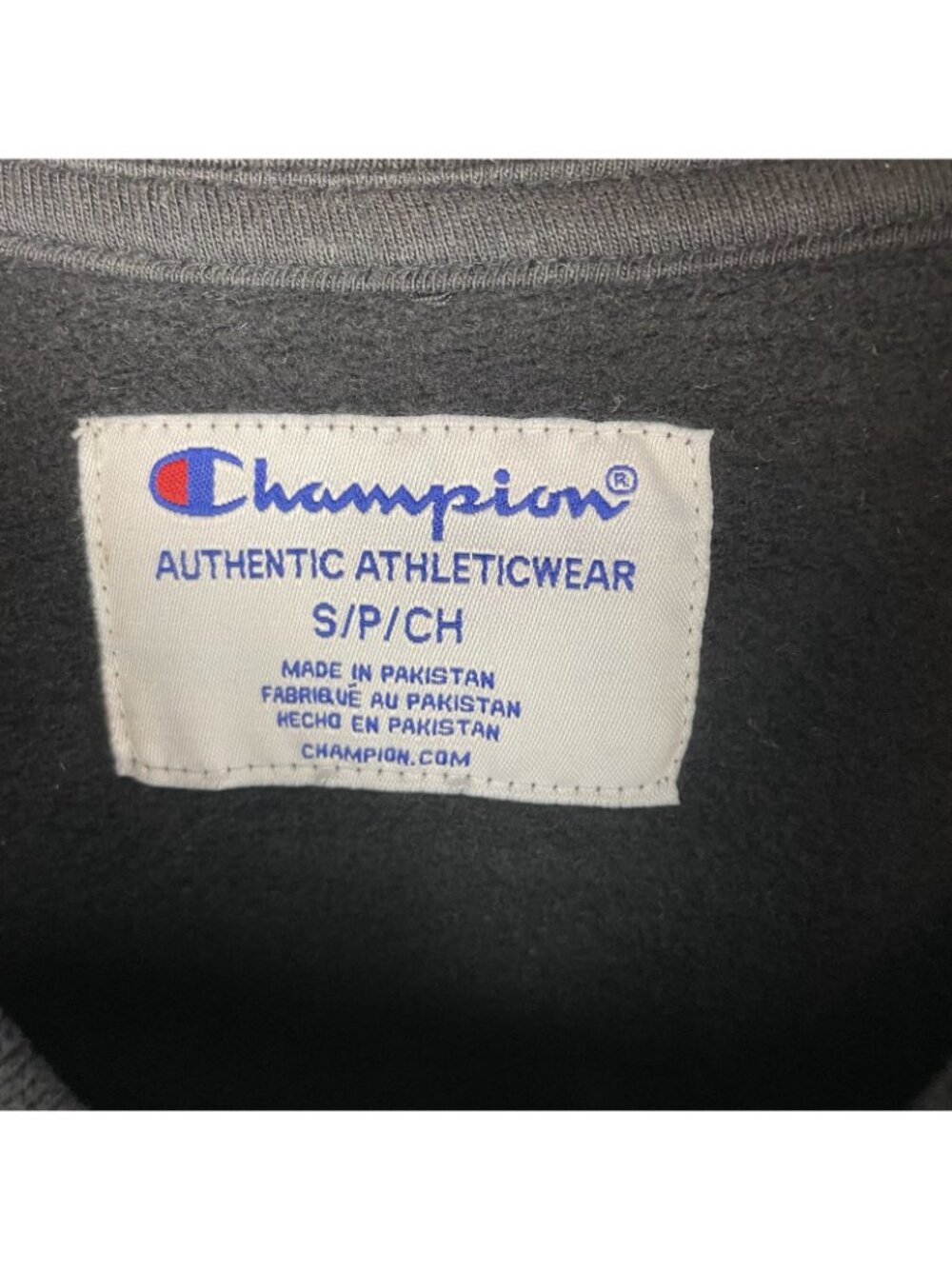 Champion Men’s Sweatshirt Black Logo Crewneck – Size Small (S) – Style 15763 - Picture 2 of 4
